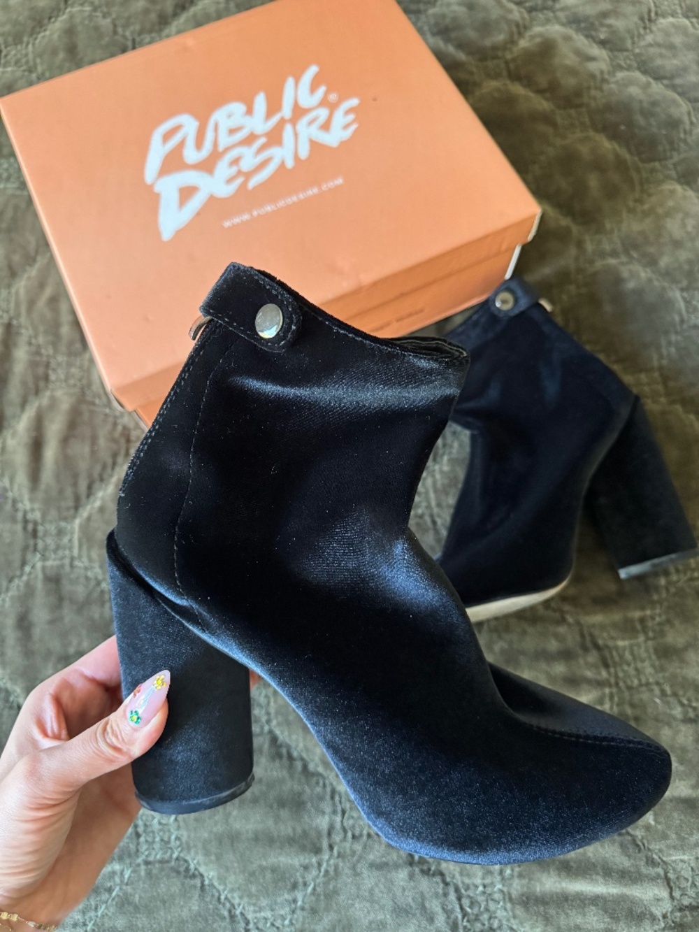 Public Desire Lia Black Suede Booties